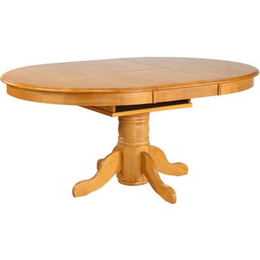 Oak Selections Light Oak Pedestal Butterfly Leaf Dining Table