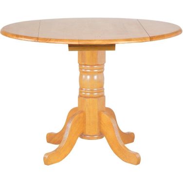 Oak Selections Light Oak Round Drop Leaf Dining Table