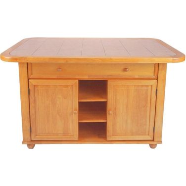 Oak Selections Terracotta Rose Tile Top Light Oak Kitchen Island