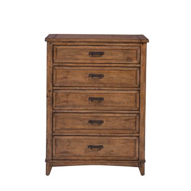Oakdale 5-Drawer Chest In Honey Oak