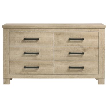 Oakglen 6-Drawer Bedroom Dresser In Weathered Oak