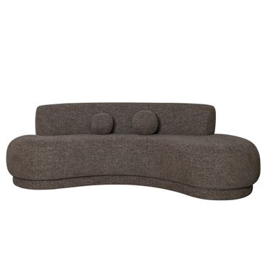 Oakland 97.5 Inch 3-Seater Sofa with Fabric and Oval Seat In Salted Brown