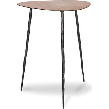 Oakley Tall Oak Veneer And Black Iron Legs End Table