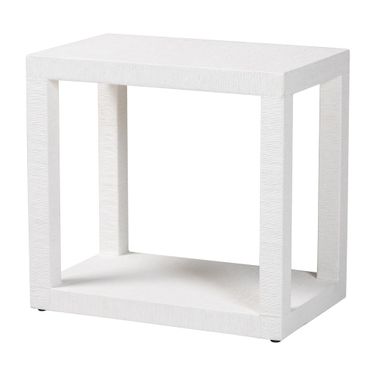 Oaklynn Natural Grasscloth End Table In White