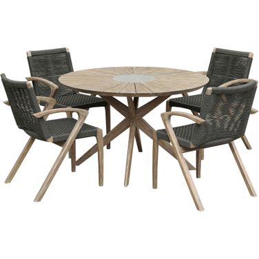 Oasis and Brielle Outdoor 5 Piece Dining Set In Light Eucalyptus