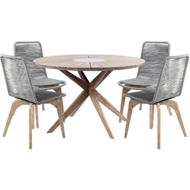 Oasis and Island Outdoor 5 Piece Dining Set In Light Eucalyptus