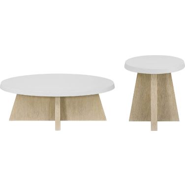 Oasis Occasional Table Set In Dockside Tan and Shoreline White