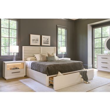 Oasis Shoreline Panel Storage Bedroom Set In White Pine