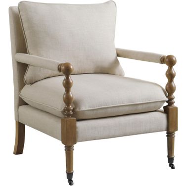Dempsy Upholstered Accent Chair with Casters Beige