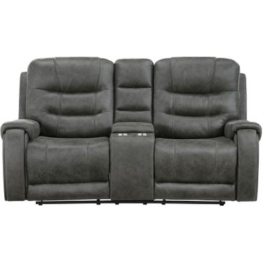 Oberon Double Reclining Loveseat with Center Console In Gray