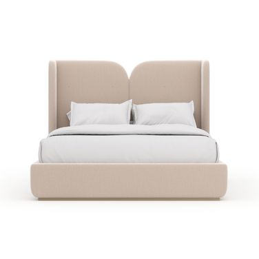 Oblique Queen Upholstered Bed In Cream