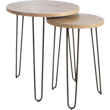Oblique Round Nesting End Tables In Light Stain