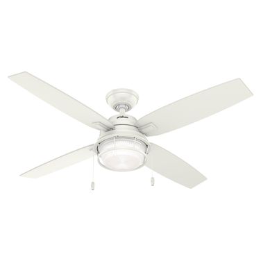 Ocala 52 Inch Damp Rated Ceiling Fan with LED Light Kit and Pull Chain In Fresh White
