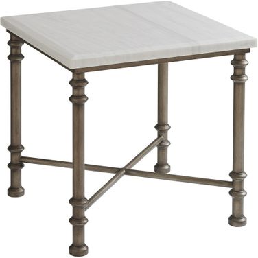 Ocean Breeze Flagler Square Marble Top End Table In Sand