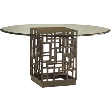Ocean Club South Sea Dining Table with 54 Inch Glass Top In Bali