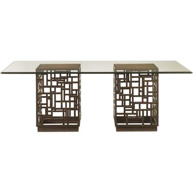 Ocean Club South Sea Dining Table with 84 X 48 Inch Glass Top In Bali