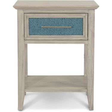 Ocean Isles 1 Drawer Woven Nightstand with Power and Usb In Blue and Ivory