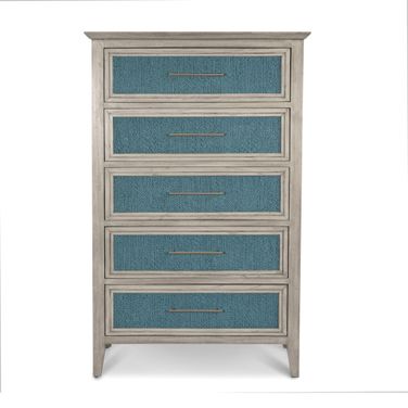 Ocean Isles 5 Drawer Woven Chest In Blue and Ivory
