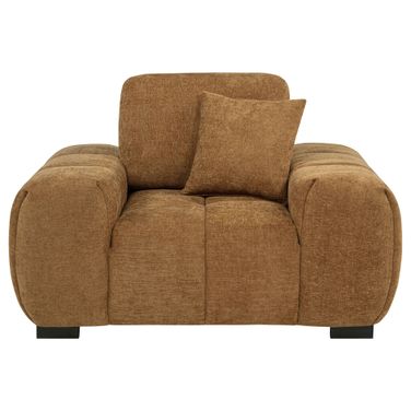 Octavia Fabric Upholstered Track Arm Accent Chair In Amber