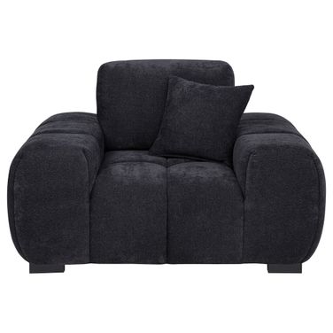Octavia Fabric Upholstered Track Arm Accent Chair In Black