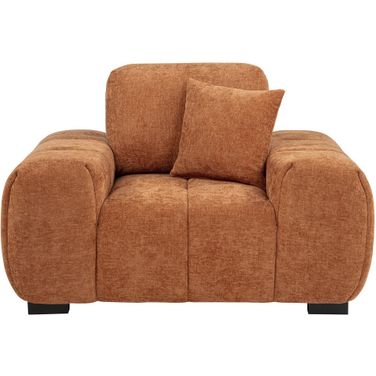 Octavia Fabric Upholstered Track Arm Accent Chair In Orange