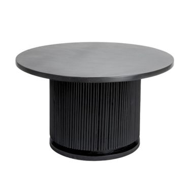 Octavia Fluted Mango Wood Round Coffee Table In Black