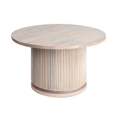 Octavia Fluted Mango Wood Round Coffee Table In Natural