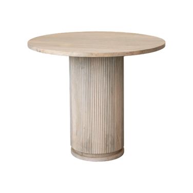 Octavia Fluted Mango Wood Round Pedestal Dining Table In Natural