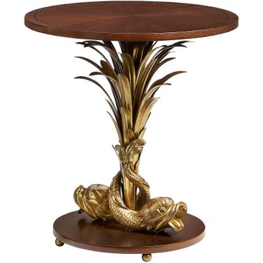 Octavia Side Table In Mahogany and Brass