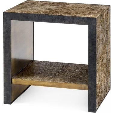 Odeon Side Table In Antique Brass and Dark Bronze