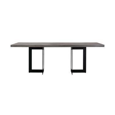 Odet Rectangular 87 Inch Dining Table In Concrete and Black Metal
