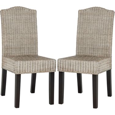 Odette Antique Grey 19 Inch Wicker Dining Chair Set of 2