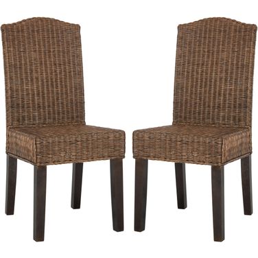 Odette Brown and Multi 19 Inch Wicker Dining Chair Set of 2