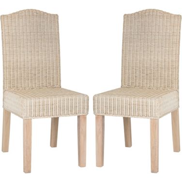 Odette White Wash 19 Inch Wicker Dining Chair Set of 2