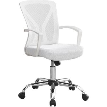 Office Chair In White And Chrome Base On Castors