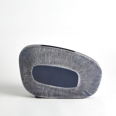 Offset Square Scratch Low Vase In Ink