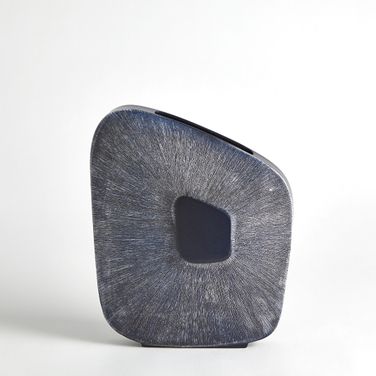 Offset Square Scratch Wide Vase In Ink