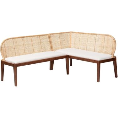Okinawa Corner Bench with Cushion Set of 2 In Honey