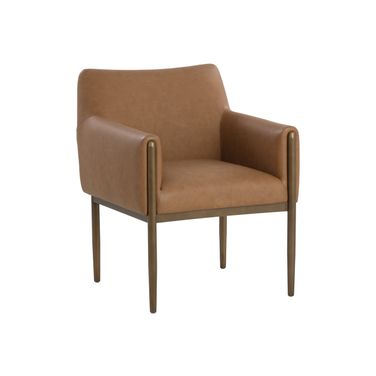 Olea Dining Armchair In Milliken Cognac