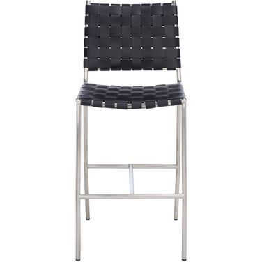 Olenna Woven Counter Stool In Silver and Black