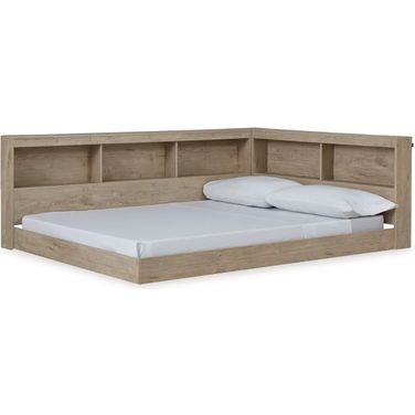 Oliah Natural Full Bookcase Storage Bed