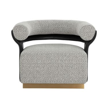 Olida Swivel Lounge Chair In Helios Check Black and Napa Black
