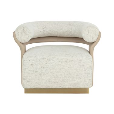 Olida Swivel Lounge Chair In Napa Beige and Hailey Moon