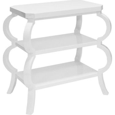 Olive Matte White Lacquer 3 Tier Side Table