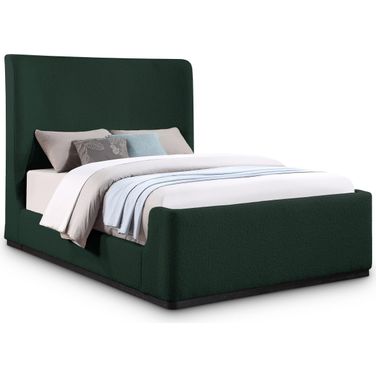 Oliver Boucle Fabric Queen Bed In Green