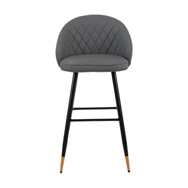 Oliver Faux Leather Bar Chairs Set of 2 In Gray and Black