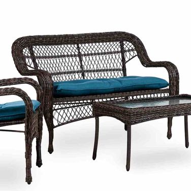 Oliveri Wicker Loveseat In Brown and Dark Teal