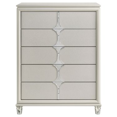 Olivia 5-Drawer Bedroom Chest of Drawers In Pearl White