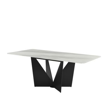 Olivia 79 Inch Rectangular Dining Table with Tempered Glass Table Top In White