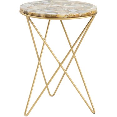 Olivia Accent Table In Tan and Gold